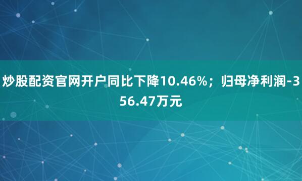 炒股配资官网开户同比下降10.46%；归母净利润-356.47万元